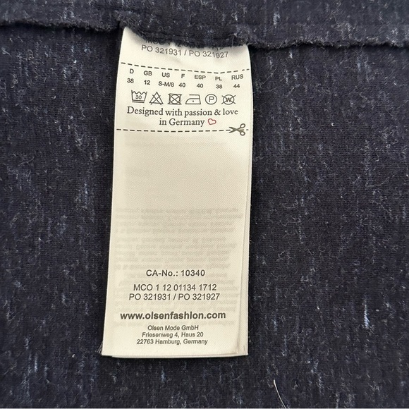 Olsen Cotton Open Navy Blue Long Blazer size 8 - Picture 16 of 17